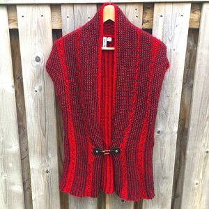 Chic Knits mohair blend red & black knit holiday vest - size S